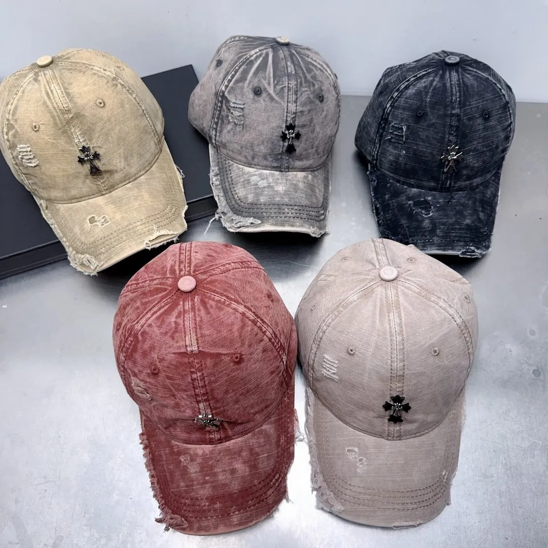 Crow heart distressed hole baseball cap